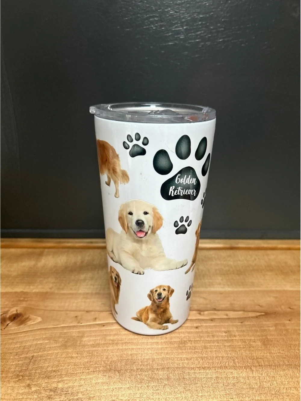 Insulated Stainless Steel Travel Tumbler with Golden Retriever Design 20 oz.